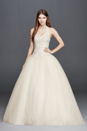 Embellished Halter Wedding Dress with Basque Waist | David's Bridal