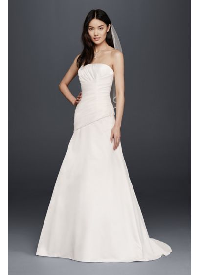 Strapless Satin A-Line Wedding Dress - Davids Bridal
