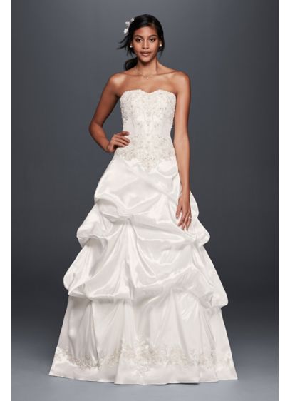 Strapless Satin Wedding Dress with Skirt Pick-Ups | David's Bridal