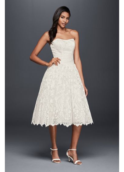Short Lace Strapless Wedding Dress with Ruching | David's Bridal