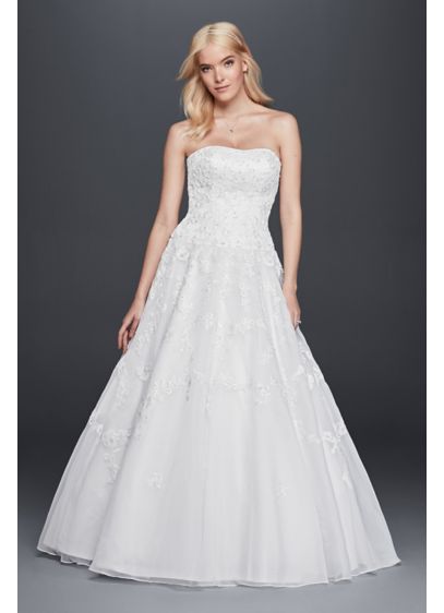 Strapless Lace Drop Waist Ball Gown Wedding Dress David Strapless Lace Drop Waist Ball Gown Wedding Dress David