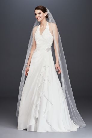 a line halter wedding dress
