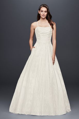 Oleg Cassini Spaghetti Strap Organza Ball Gown | David's Bridal