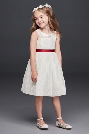 burgundy and white flower girl dress