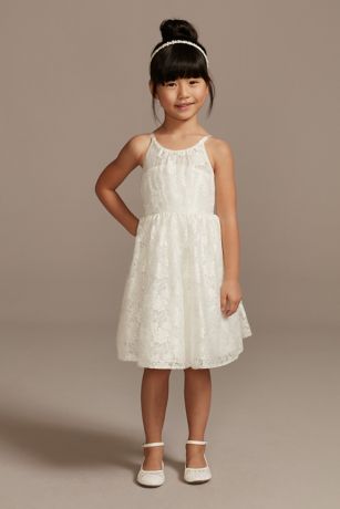 flower girl white lace dress