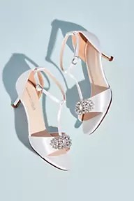 Benjamin Walk Satin T-Strap Sandals with Crystal Embellishment
