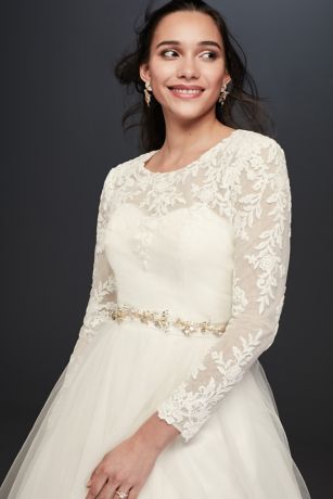 Embroidered Lace Long-Sleeve Dress 