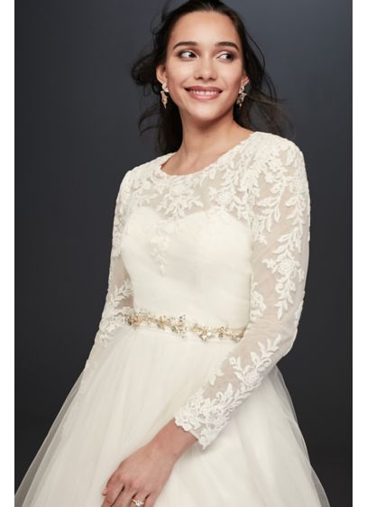 Embroidered Lace Long Sleeve Dress Topper David s Bridal Embroidered Lace Long Sleeve Dress Topper David s Bridal