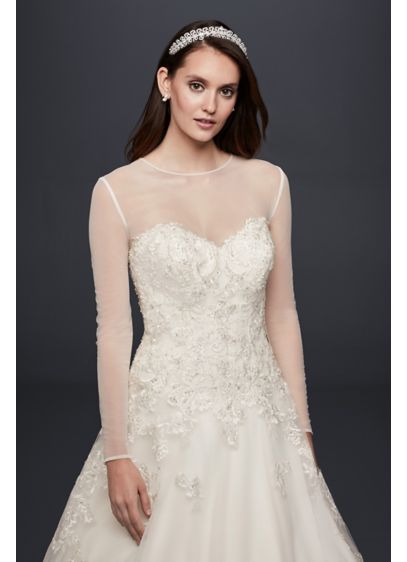 Long Sleeve Tulle Wedding Dress Topper David s Bridal Long Sleeve Tulle Wedding Dress Topper David s Bridal