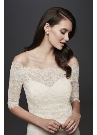 Off-the-Shoulder Lace Topper with 3/4 Sleeve | David's Bridal