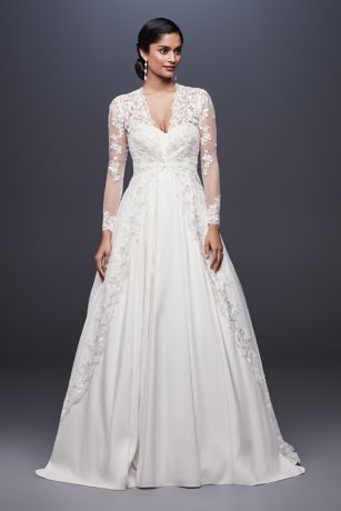 david's bridal long sleeve lace wedding dress