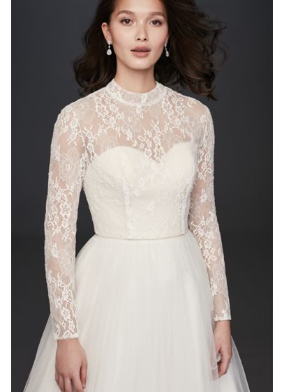 Long Sleeve Lace Mock Neck Wedding Dress Topper David s Long Sleeve Lace Mock Neck Wedding Dress Topper David s