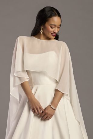 Picture of High-Low Cascade Chiffon Bridal Cape