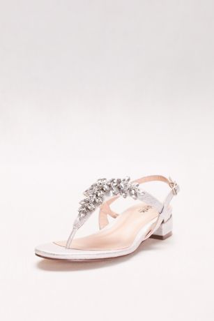 silver low block heel sandals