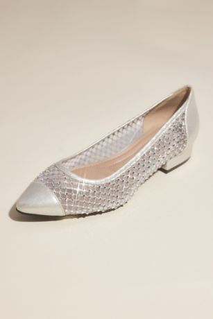 Adrienne Vittadini Crystal Mesh Almond Toe Low Heels