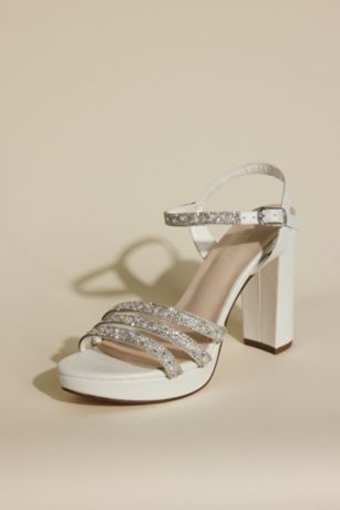 Picture of Satin and Crystal Platform Block Heels