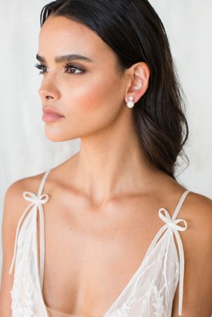 Picture of Phoebe Faux Pearl and Crystal Drop Earrings