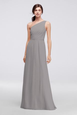 Extra Length One Shoulder Satin Dress | David's Bridal