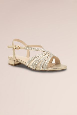 Picture of Quest Diamante and Mesh Low Block Heel Sandals