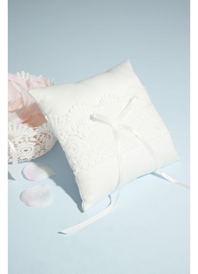 White Lace Satin Ring Pillow RingBearer Pillow 