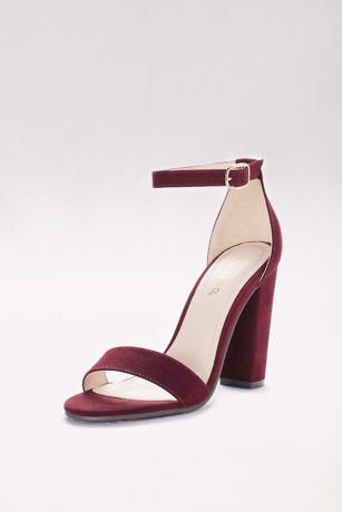 maroon block heel sandals