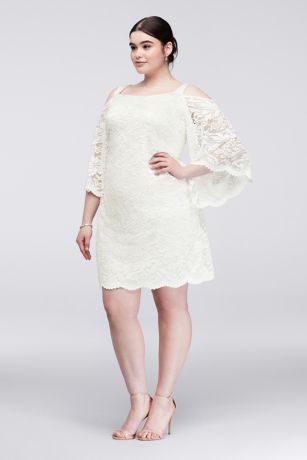 plus size white dress with bell sleeves