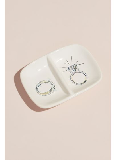 White (Ceramic His and Hers Wedding Ring Dish)