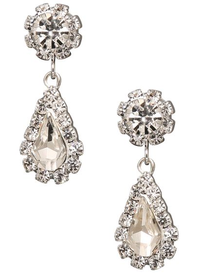 Flower and Teardrop Dangle Earrings - Davids Bridal