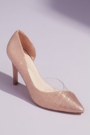 rose gold court shoes mid heel