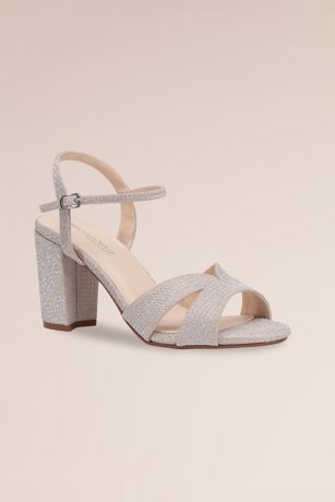 Picture of Midi Block Heel Strappy Shimmer Sandals