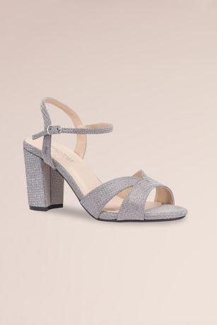 Picture of Midi Block Heel Strappy Shimmer Sandals