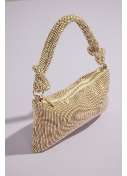 Ball Mesh Slouchy Shoulder Clutch - Slinky and slouchy, this metallic ball mesh shoulder
