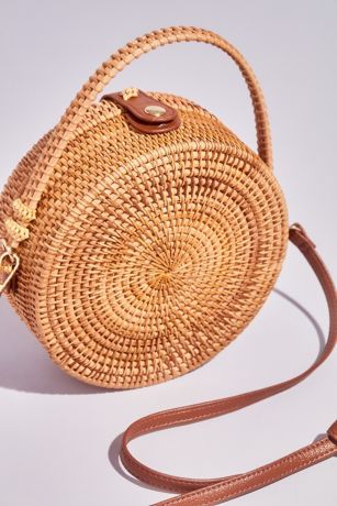 round rattan crossbody bag