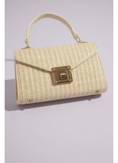 Mini Top Handle Raffia Purse - Gold hardware adds a luxe touch to this