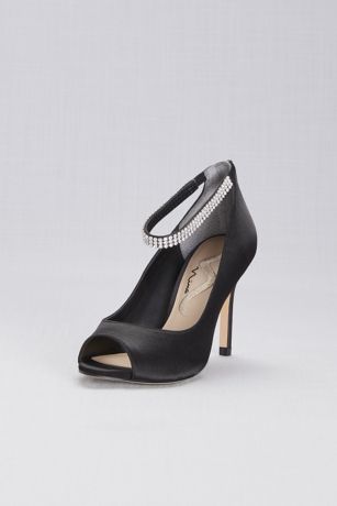 metallic peep toe heels