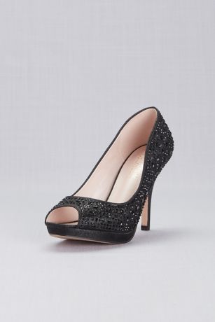 black peep toe platform pumps