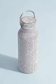 Hooray Crystal-Encrusted Stainless Steel Water Bottle