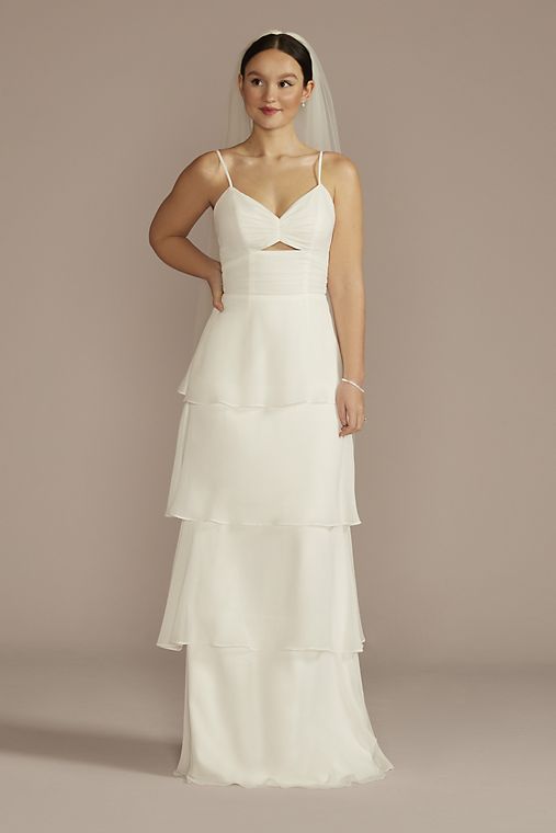 Reimagine DB Studio Recycled Chiffon Tiered Skirt Wedding Dress