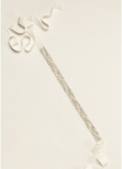 David's Bridal Grosgrain Sash w/ Pearl & Rhinestone Design Ivory $69 S1057 