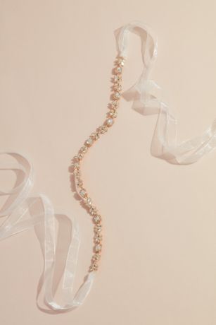 Picture of Halo Emerald-Cut Crystal Sash with Marquise Leaves