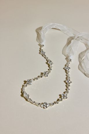 Picture of Thin Crystal Triangle Sash with Organza Ribbons