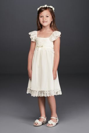 Boho Flutter Sleeve Lace Flower Girl 