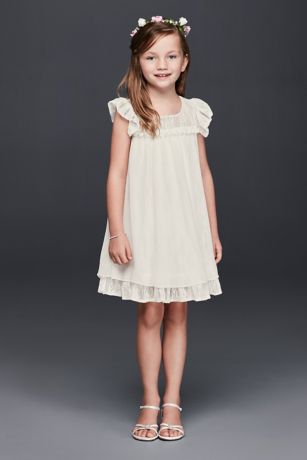 Chiffon and Lace Boho Flower Girl Dress | David's Bridal