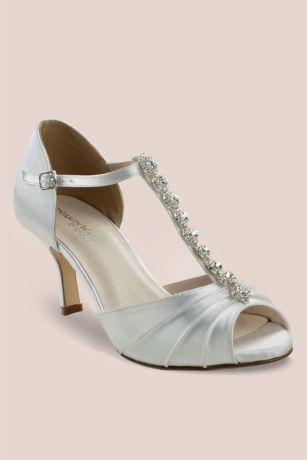 Picture of Dyeable Satin Jeweled T-Strap Sandals