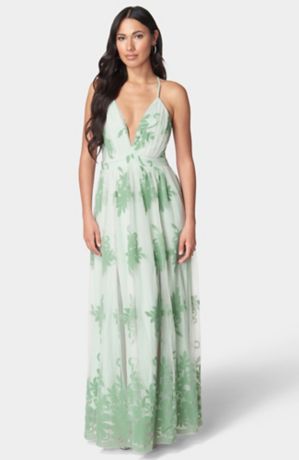 Picture of Plunge Neck Embroidered Maxi Dress