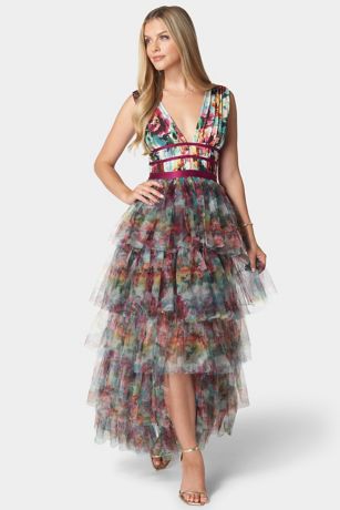 Picture of Tiered High-Low Mesh Dress