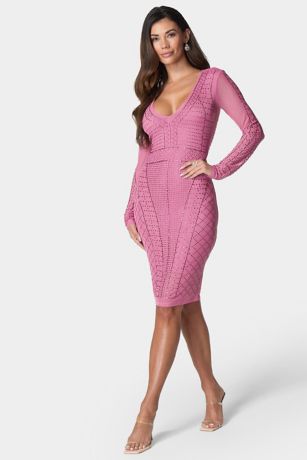 Picture of Crystal Mesh Long Sleeve Midi Dress