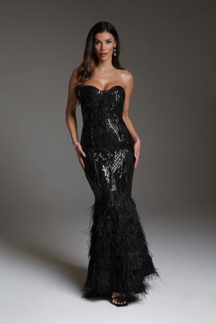 Picture of Sequin Feather Gown