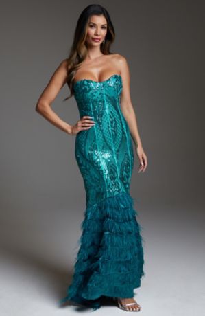 Picture of Sequin Feather Gown