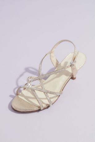 Picture of Sansa Metallic Kitten Heel Sandals with Crystals